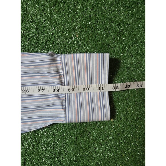 Lacoste Stripe Dress Shirt Button Up White Collar (Men's 42) - Picture 9 of 11